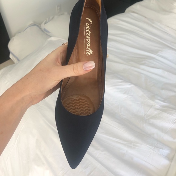 MARTA MIDNIGHT BLACK (deep navy) NUBUCK leather block heels, size 41 (US 10) - Picture 6 of 9